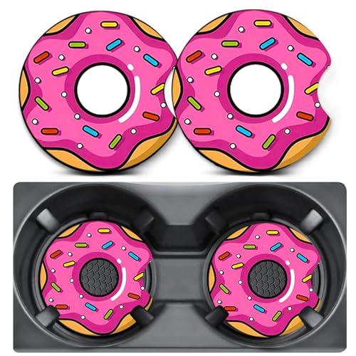 2 Pack Car Coasters for Cup Holders,Colorful Donuts Car Coasters,2.75" Universal Size Anti Slip Rubber Mat,Automotive Interior Accessories Donuts Cup Holder Decor,Gifts for Women Men Mom - color: Colorful Donuts