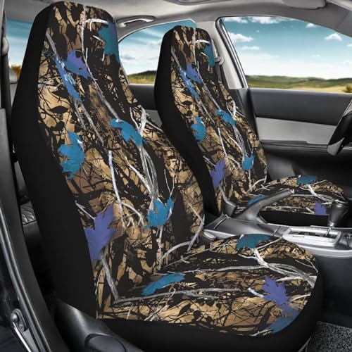 Blue Camo Hunting Seat Covers for Cars Front Seat, Two Pack Front Seat Covers Car Seat Protectors Universal fit SUV Truck Van Sedans Automotive Interior Covers - color: Blue Camo Hunting