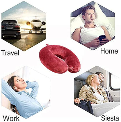 GDEOUP Travel Pillow - Memory Foam Neck Pillow Support Pillow,Luxury Compact & Lightweight Quick Pack for Camping,Sleeping Rest Cushion (Red) - color: Red