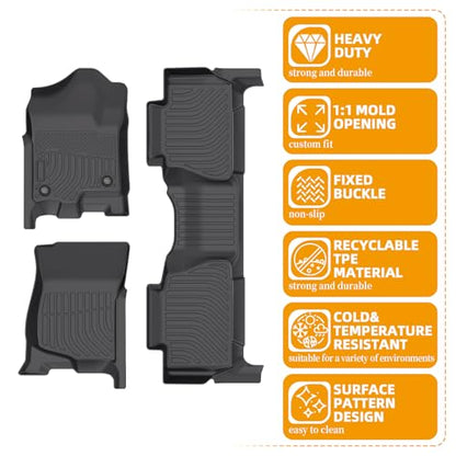 Floor Mats for Chevy Tahoe 2007 2008 2009 2010 2011 2012 2013 2014, for GMC Yukon Bench(NOT fit XL), NOT for Hybrid, Tahoe Floor Mats(ONLY 8seats), Front&Rear Row & Cargo,TPE Waterproof Summer Winter - style: 4)2007-2014|Tahoe 8 Seats/GMC Yukon Bench|Fron