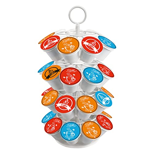Coffee Pod Carousel Holder,Compatible with K-Cups Organizer Compatible with 36 Cup Pods,Spins 360-Degrees - color: WHITE