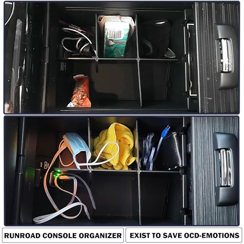 RUNROAD Center Console Organizer Compatible with Honda Pilot (2016-2022)/ Ridgeline (2017-2023)/ Passport (2019-2023) Accessories, Insert Armrest Dividers ABS Secondary Console Storage Box