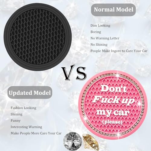Car Cup Coasters 4Pack - Bling Car Accessories, Universal Cup Holder Inserts (Pink, 4PC) - color: Pink-4pc