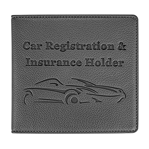 Car Registration and Insurance Holder, Premium PU Leather Vehicle Glove Box Car Organizer Men Women Wallet Accessories Case for ID, Driver's License - Grey - color: Grey