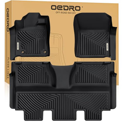 OEDRO Floor Mats Compatible with Toyota Tundra CrewMax Cab 2014-2021, Custom Fit Front & 2nd Row Liner Set (with Coverage Under 2nd Row Seat), Black TPE All-Weather Guard - style: 2014-2021 Toyota Tundra CrewMax Cab