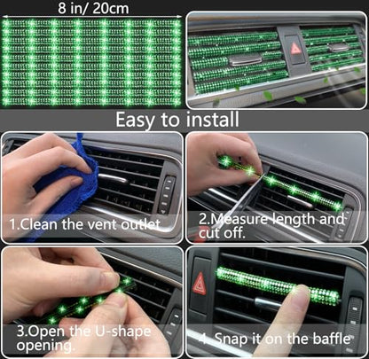 NBTEPEM 27 PCs Green Bling Car Accessories Set for Women, Steering Wheel Covers Universal Fit 15 Inch, Bling License Plate Frame, Bling Phone Holder, Bling Car Coasters (Green Diamond) - color: Green Diamond
