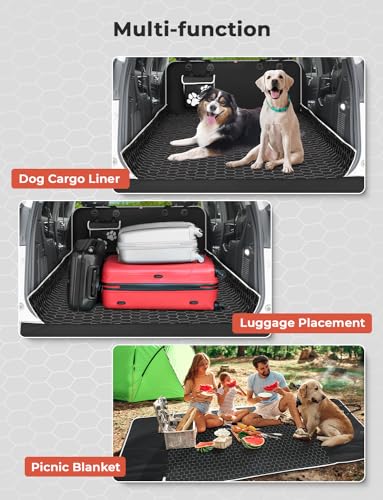 Oasser SUV Cargo Liner for Dogs Large Waterproof Trunk Cover with Detachable Pocket and Bumper Flap Protector, 600D Oxford Cloth, Black, XL (55 x 91 Inch) - size: XL (55 x 91 inch)