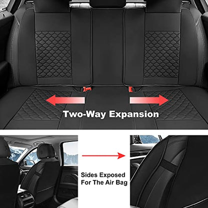 Elantrip Car Seat Cover Full Set Luxury Faux Leather with Diamond Quilted Design, Waterproof, 5mm High Elasticity Foam Suitable for Cars Trucks and Suvs Black - size: Full Seat Cover Set