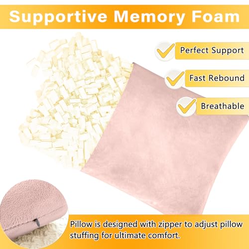 1 MIDDLE ONE 2 Pack Small Pillow, Memory Foam Mini Pillow 11 X 7 Inches for Travel, Sleeping, Nap and Neck, Knee, Lumbar Support, Tiny Cushion for Pet, Dogs (Light Pink) - color: Light Pink, size: 11x7 inch
