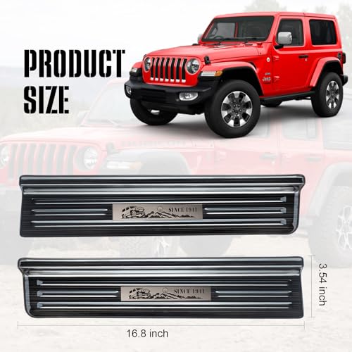 Rowa 304 Stainless Steel Door Sill Guards Compatible with Jeep Wrangler JL JLU 2018-2026 & Gladiator JT 2020-2026, Brushed Black Door Entry Guard Full Coverage (2 Door) - size: Brushed Black - 2 Door
