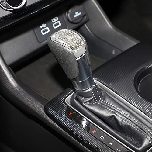 TOMALL Bling Gear Shift Knob Cover Compatible with Honda Civic 11th 2022-2023 for CRV 2023-2024 Diamond Crystal Auto Decorative Accessories for Car (Silver)