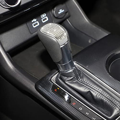 TOMALL Bling Gear Shift Knob Cover Compatible with Honda Civic 11th 2022-2023 for CRV 2023-2024 Diamond Crystal Auto Decorative Accessories for Car (Silver)