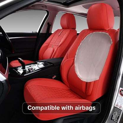 for Nissan Rogue 2008-2026 Car Seat Covers, Red Car Seat Covers, Faux Leather, Full Set of 5 Seats, Waterproof, Anti-Slip, Protect and Upgrade Seats, Beautify the Interior of Old Cars - color: Premium_Red