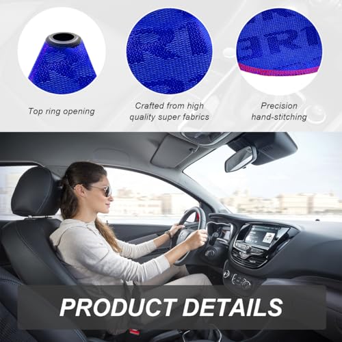 Car Shift Boot Cover, Fabric Shifter Lever Knob Boot Dustproof Cover with Stitch, Manual Automatic Speed Shifter Boots Gear Gaiter for Most Vehicles, Car Accessories (Blue) - color: Blue