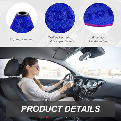 Car Shift Boot Cover, Fabric Shifter Lever Knob Boot Dustproof Cover with Stitch, Manual Automatic Speed Shifter Boots Gear Gaiter for Most Vehicles, Car Accessories (Blue) - color: Blue