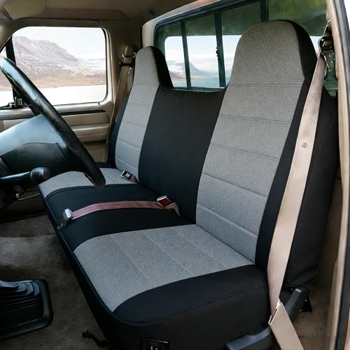 Bench Seat Covers for Ford F-150 F-250 F-350 1992 1993 1994 1995 1996 1997 1998 Custom Fit Front Solid Bench Seat with Molded Headrests Knitted Fabric Soft Foam Lining Gray - color: gray, size: 1992-1998