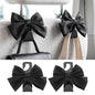 2Pcs Bow Car Headrest Hooks, Durable PVC Seat Back Organizer Hooks, Car Interior Decor Accessories, Multi‑Use for Bags and Umbrella, Universal for Cars, SUV, Truck (Black)