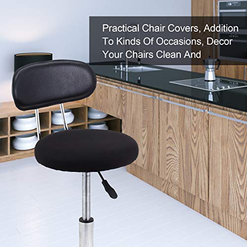 Tatuo Round Bar Stool Seat Covers Washable Stool Cushion Slipcover Elastic Bar Chair Covers for 14-17 Inch Chair (Black,4 Pieces) - color: Black