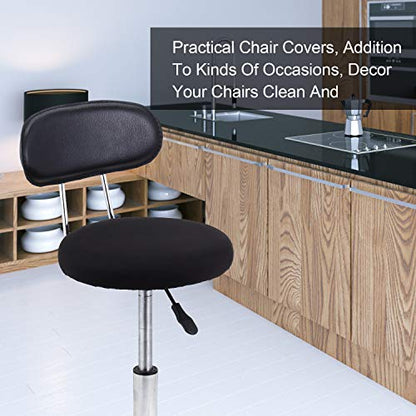 Tatuo Round Bar Stool Seat Covers Washable Stool Cushion Slipcover Elastic Bar Chair Covers for 14-17 Inch Chair (Black,4 Pieces) - color: Black
