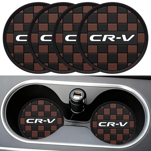 Car Cup Coaster, 4PCS Universal Non-Slip Cup Holders Embedded in Ornaments Coaster, Car Interior Accessories (Coffee, CR-V) - color: Coffee, size: CR-V