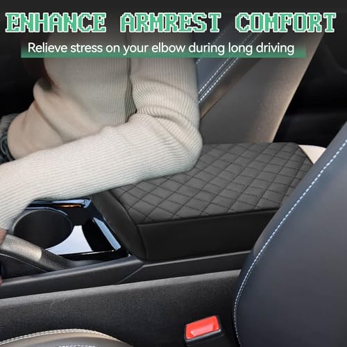 Center Console Cover Compatible with Hyundai Elantra 2021-2025 Automatic Brake, Leather Middle Console Armrest Lid Cover Protector, Anti-Scratch, Black (Not for Handbrake)
