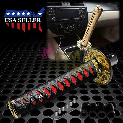 JDMBESTBOY Samurai Sword Black Red Shift Knob Shifter Alloy Katana Adapters Universal 20cm - color: Black Red, size: 20cm
