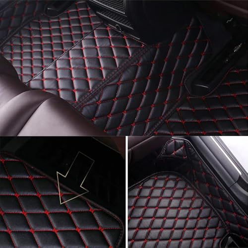 Customize Personalized Floor Mats for Cars, Full Coverage Luxury Car Mats, Anti-Slip Car Mat Set, Custom Floor Mat Suitable 99% of Sedan Trucks SUV auto (Black red A) - color: Black red A