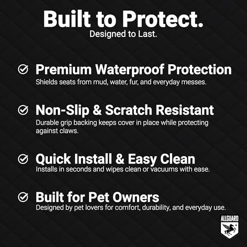 Dog Car Seat Cover for Back Seat, Waterproof, Scratchproof, Nonslip, Dog Hammock for Car, Safety Harness Included, Seat Covers for Pet Dogs, Truck & SUV Size (Black/Blue)