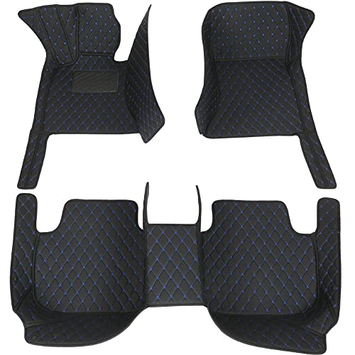 Custom Waterproof Leather Car Floor Mats Fit for Most Car SUV Truck & Sportscar All Weather Protection Vehicles (Black Blue) - color: Black Blue