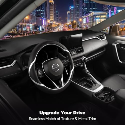 Customized Auto Car Steering Wheel Cover for Toyota RAV4 LE XLE Limited Hybrid 1996-2025 2026, Black+Silver - color: A-Black+Silver