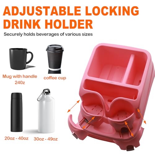 Universal Center Console Organizer for Truck Bench Seat & SUV, Truck Floor Console with Expandable Cup Holders, Fits Silverado Minivan, Stable Transmission Hump Storage Box for Car Backseat (Pink) - color: Pink
