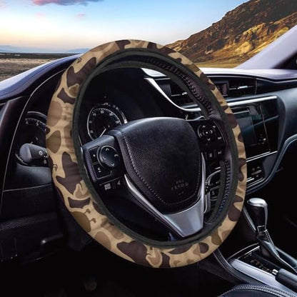 Camo Car Steering Wheel Cover for Men Hunting Duck Print Steering Wheel Covers with Elastic Edge Washable Automotive Accessories 15 Inch Gift for Holiday - color: Camo Hunting Duck-Green
