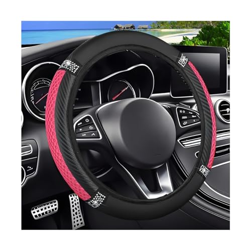 Zpana Bling Car Steering Wheel Cover, Crystal Rhinestones Elastic Stretch Vehicle Steering Wheel Protecter for Women Girl, Automotive Interior Accessories, Universal for SUV Sedan Truck (Pink) - color: Pink