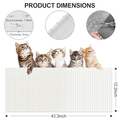 Carpet Protector for Pets 12.2in*3.6FT Cat Scratch Carpet Protector Mat for Doorway Clear Plastic Runners with Spikes to Protect Under Door Carpet Rug Anti Cat Scratch Carpet Stopper Easy to Cut - size: 12.2in*3.6FT