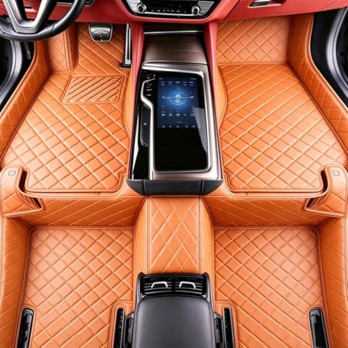 Custom Personalized Full Coverage All Weather Leather Floor Mats & Floor Liners for Cars SUVs Trucks, Anti-Slip Luxury Custom Fit Car Floor Mats Set, Fits 98% of Vehicles (Orange) - color: Orange