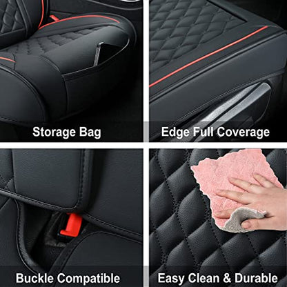 Car Seat Covers Front Pair,Universal Fit for Most Cars,SUV,Sedans and Pick-up Trucks,Automotive Faux Leather Vehicle Cushion Covers(Front Pair,Black/Red) - color: Blackred, size: Front Pair