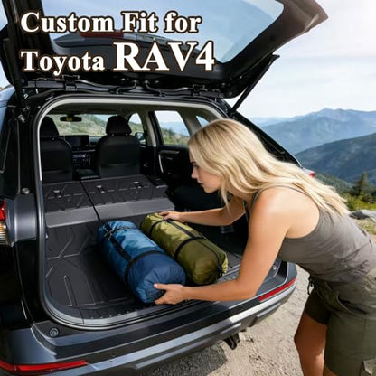 PWY Cargo Mat with Backrest Mat Replacement for Toyota RAV4 2019-2025 (Include Hybrid) All Weather TPE Trunk Cargo Liner with Seat Back Mat, Car Mat Accessories