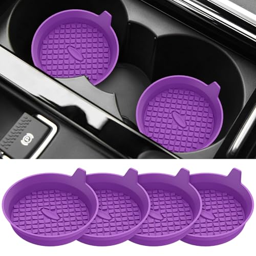 Car Cup Holder Coasters [4 Pack] Silicone Cups Mats, Automotive Universal Non-Slip Recessed Interior Accessories Deep Purple - color: 4pack-deep Purple