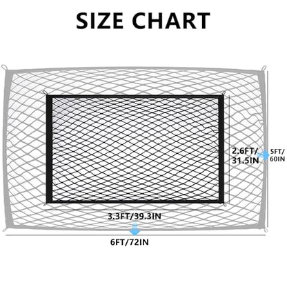 Cargo Net for SUV with Hooks, Adjustable Highly Elastic Storage Organizer Net for Car, Pickup Trucks,Mesh Organizer 2.6'x3.3' Stretches to 5'x6',Road Trip Essentials Black - size: 31.5x39.3in