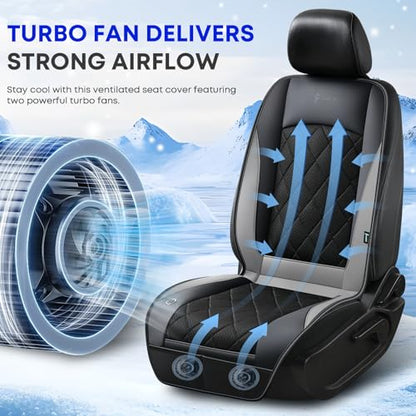 FLORICH Cooling Car Seat Cover, Ventilated Seat Cushion Cooling Car Seat Pad for Summer Driving with Powerful Turbo Fans Universal Fit for Car SUV Truck Van-Deep Grey - color: Deep Grey