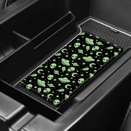 Leather Car Registration and Insurance Card Holder, Cute Car Accessories Vehicle Glove Box Car Organizer for Documents, Cards, License Cute Green Aliens - color: Cute Green Aliens