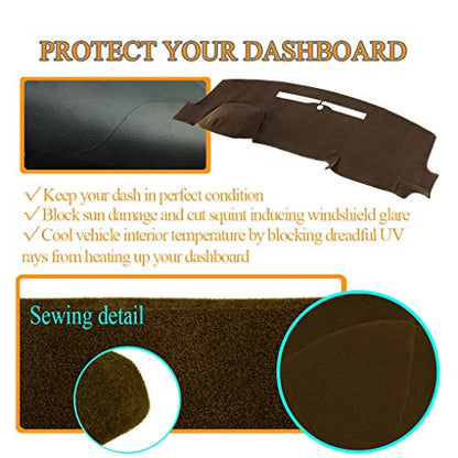 Dash Cover Mat Custom for 2014-2018 Chevy Chevrolet Silverado 1500/GMC Sierra 1500, 2015-2019 Chevy Silverado/GMC Sierra 2500HD 3500HD Dashboard Pad Carpet w/o Forward Collision Warning (Brown) - color: 14-18 Brown
