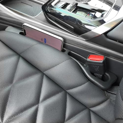 2 Pack No Drop Car Seat Gap Filler Guard, Stopper/Catcher to Fill The Gap Between Seat and Console Black Car Crevice Inbetween Blocker Plug Space Pad YMT-A03