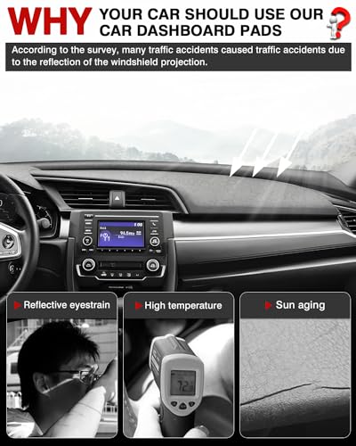 Autorder Dashboard Cover Mat for 2016-2021 Honda Civic Coupe Sedan/Hatchback Accessories Dash Cover Suede Dash Mat Sunshade Glare UV Rays Protector (Not Fit 2022 Civic) - size: dash mat for Honda Civic 2016-2020