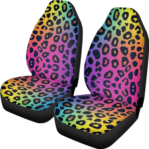 Gradient Leopard Print Car Seat Covers Set of 2 Automobile Front Seat Covers for SUV Trucks Chairs Vans Auto - color: Gradient Leopard