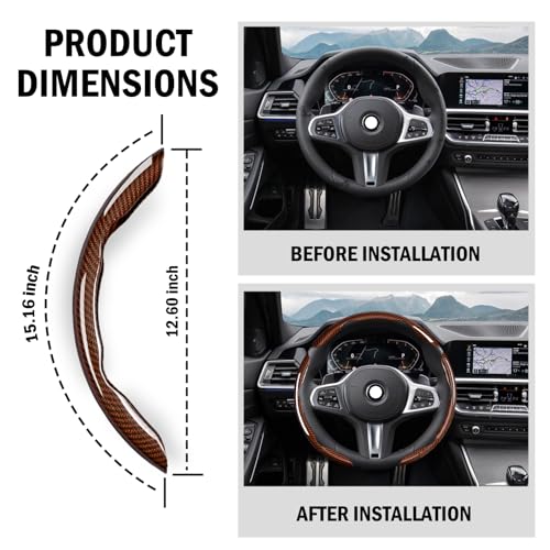 3-Piece Carbon Fiber Steering Wheel Cover, Anti-Slip & Segmented Thin Design for Comfort Grip, Universal Fit 99% Cars SUV Truck,Brown - color: Brown