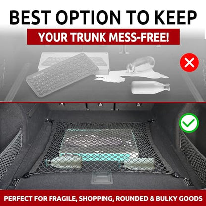 Floor Style Automotive Elastic Trunk Mesh Cargo Net for Audi Q5 Premium Prestige 2018-2025 - Premium Trunk Organizers and Storage - Luggage Net for SUV- Best Car Organizer for Audi Q 5