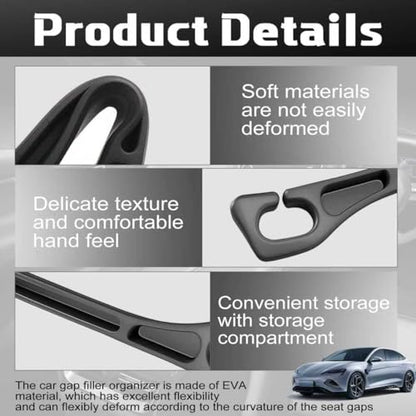 4PCS Car Seat Gap Filler Organizer, Universal Car Seat GapBlocker with Storage Slot, Leak-Proof Seat Gap Plug for Car SUV Truck,Automotive Interior Accessories, Black