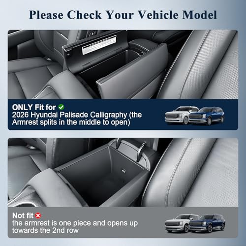 BIBIBO 2Packs for 2026 Hyundai Palisade Center Console Organizer 2026 Hyundai Palisade Calligraphy Console Tray 2026 Palisade Console Insert Tray 2026 Palisade (ONLY FIT 7-Seats Palisade Calligraphy) - color: Black-(Double Layer)-Black