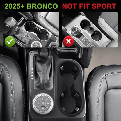 Muslogy Center Console Cup Holder Inserts Compatible with 2021-2026 Ford Bronco Accessories Middle Console Armrest Front Drink Stopper Non-Slip Silicone Rubber Organizer Drink Cup Holder Organizer - size: 25 Bronco Cup Holder